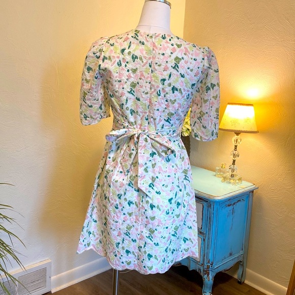 NWT Adelyn Rae Denise Cotton Eyelet Floral Puff Sleeve Mini Dress, Pink - Picture 6 of 6